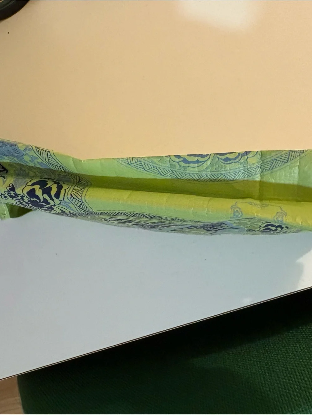 Light Green Floral Wristlet Cosmetic Pouch